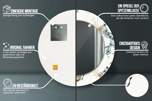 Runder spiegel aufdruck Chinoserien