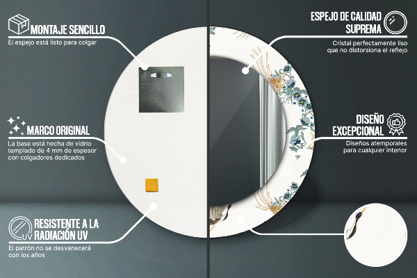 Runder spiegel aufdruck Chinoserien