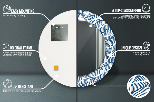 Runder spiegel aufdruck Blätter