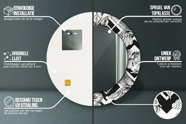 Runder spiegel aufdruck Kolibri