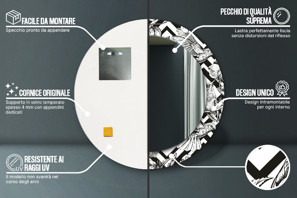 Runder spiegel aufdruck Kolibri