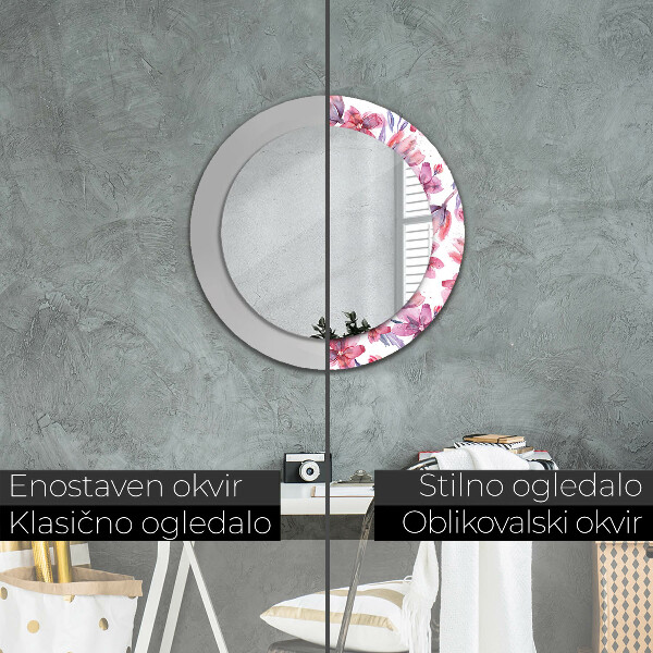 Runder spiegel mit dekoration Aquarellblüten