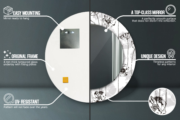 Runder spiegel mit dekoration Maki Blumen