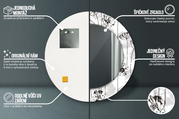 Runder spiegel mit dekoration Maki Blumen