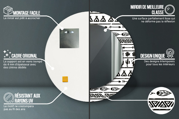 Runder spiegel aufdruck Boho Minimalist