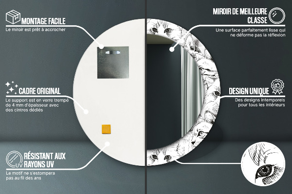 Runder spiegel aufdruck Haustiere Katzen