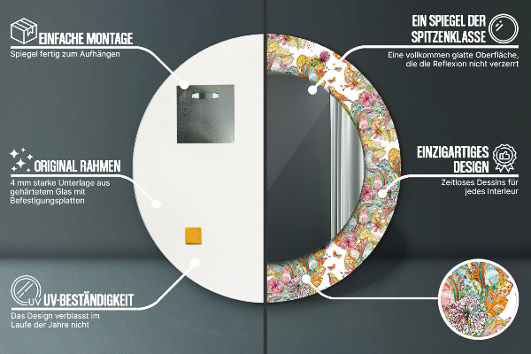 Runder spiegel aufdruck Der Traum vom Märchenland