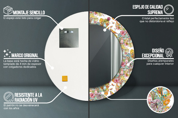 Runder spiegel aufdruck Der Traum vom Märchenland