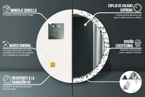Runder spiegel aufdruck Regenbogen-Dreieck