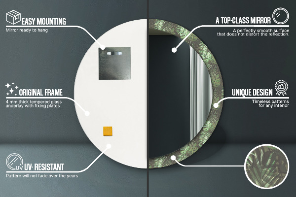 Runder spiegel mit dekoration Tropenblätter