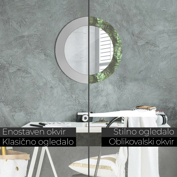 Runder spiegel mit dekoration Tropenblätter