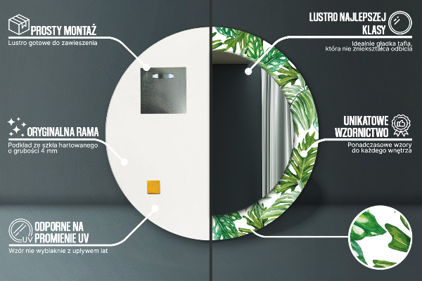 Runder spiegel mit dekoration Dschungelblätter