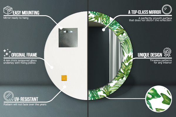 Runder spiegel mit dekoration Dschungelblätter