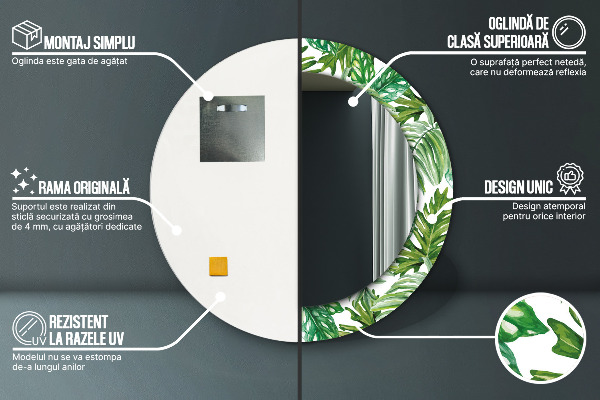 Runder spiegel mit dekoration Dschungelblätter