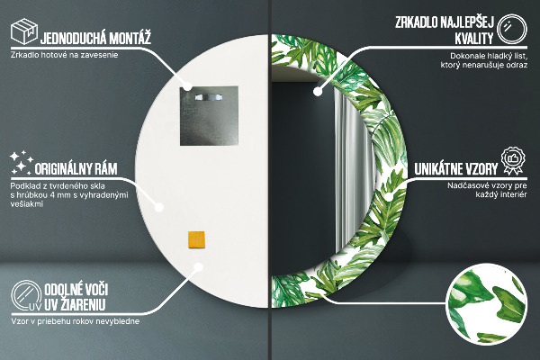 Runder spiegel mit dekoration Dschungelblätter