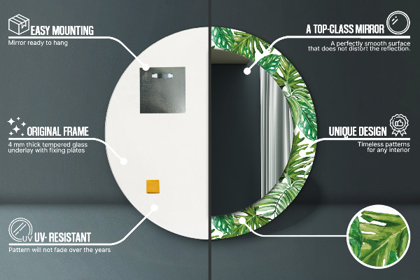 Runder spiegel mit dekoration Dschungelblätter