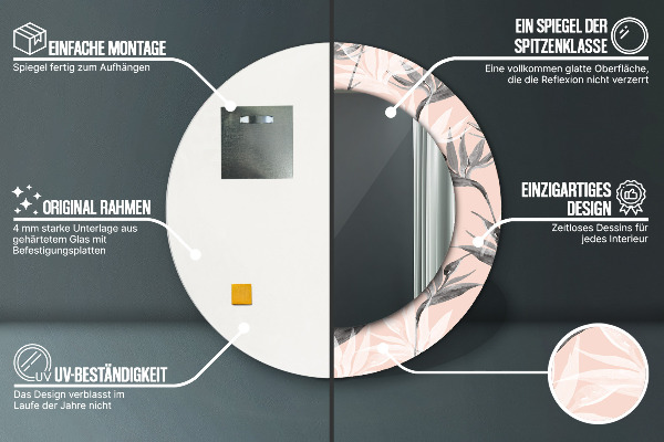 Runder spiegel mit dekoration Vogelparadies