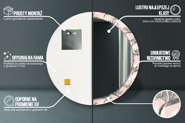 Runder spiegel mit dekoration Vogelparadies