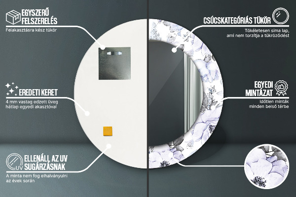 Runder spiegel mit dekoration Blaue Rosen