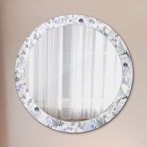 Runder spiegel mit dekoration Blaue Rosen