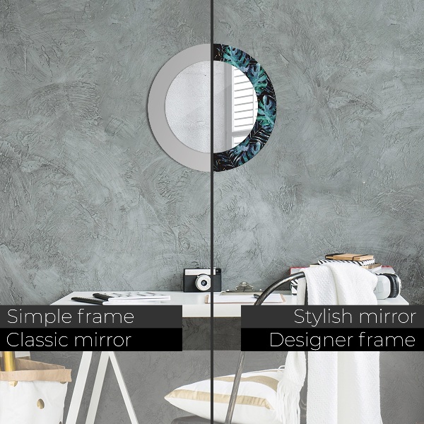 Runder spiegel bedrucktem rahmen Exotische Blätter