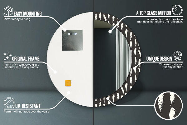 Runder spiegel bedrucktem rahmen Gefieder