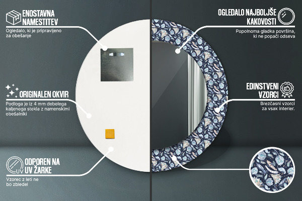 Runder spiegel mit dekorativem aufdruck Boho-Muster