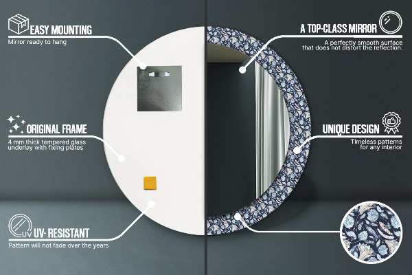 Runder spiegel mit dekorativem aufdruck Boho-Muster