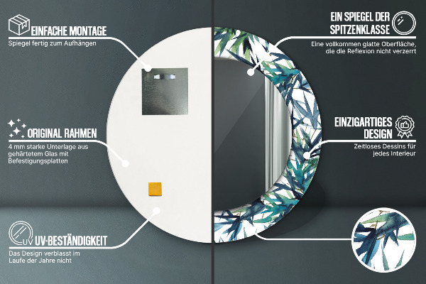 Runder spiegel aufdruck Blaue Palmen