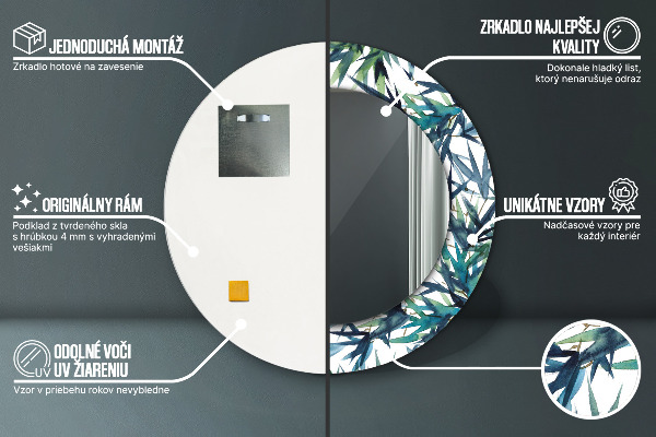 Runder spiegel aufdruck Blaue Palmen