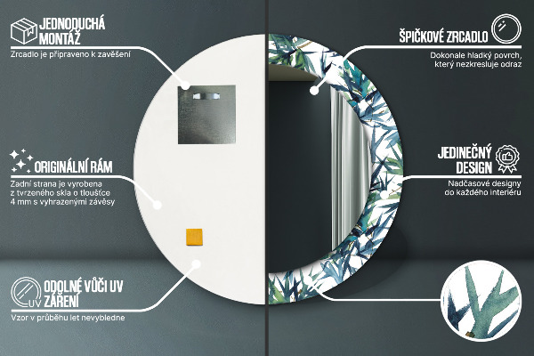 Runder spiegel aufdruck Blaue Palmen