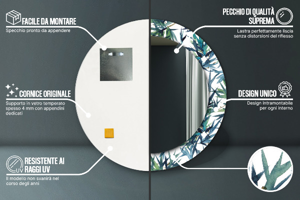 Runder spiegel aufdruck Blaue Palmen