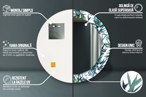 Runder spiegel aufdruck Blaue Palmen