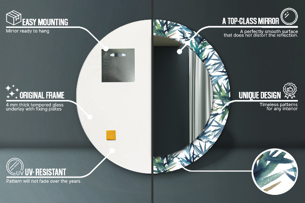 Runder spiegel aufdruck Blaue Palmen