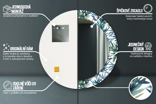 Runder spiegel aufdruck Blaue Palmen