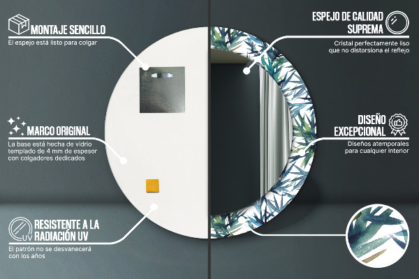 Runder spiegel aufdruck Blaue Palmen