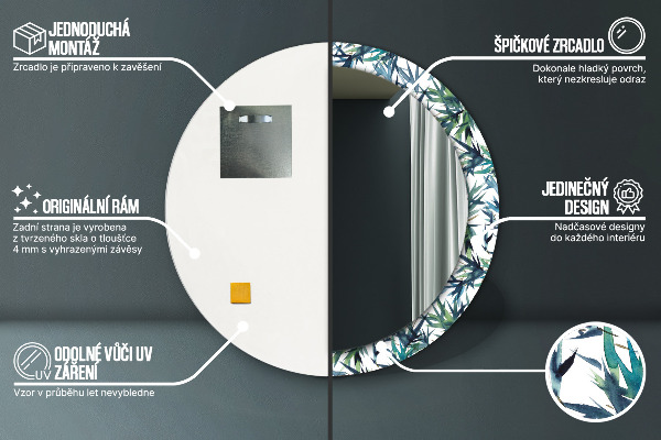 Runder spiegel aufdruck Blaue Palmen