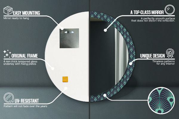 Runder spiegel aufdruck Blumenmuster