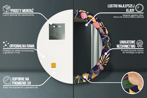 Runder spiegel aufdruck Aquarellpflanzen