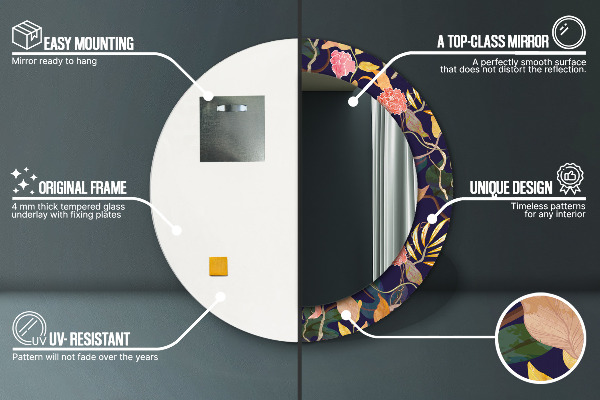 Runder spiegel aufdruck Aquarellpflanzen