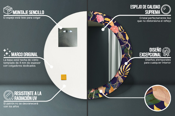 Runder spiegel aufdruck Aquarellpflanzen