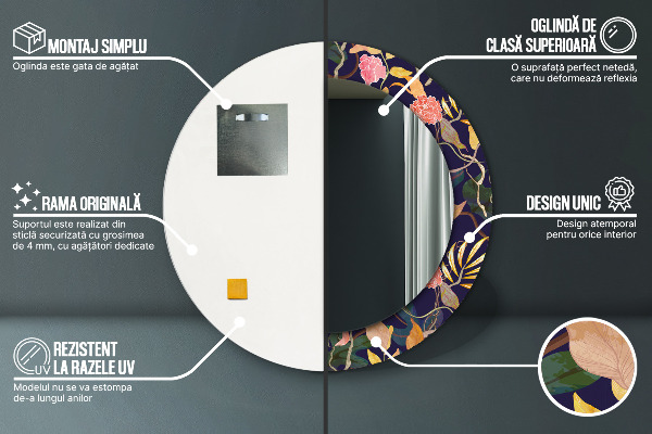 Runder spiegel aufdruck Aquarellpflanzen