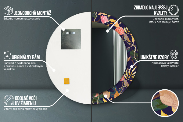 Runder spiegel aufdruck Aquarellpflanzen