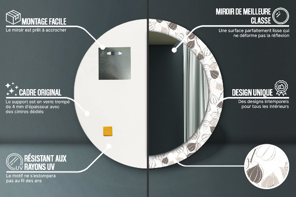 Runder spiegel aufdruck Abstrakte Blumen