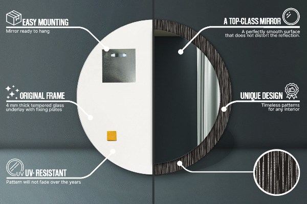 Runder spiegel mit dekoration Zusammenfassung Metallic