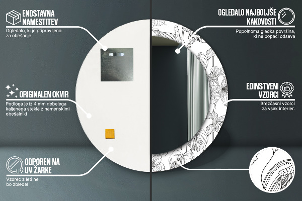 Runder spiegel mit dekoration Blumenmuster