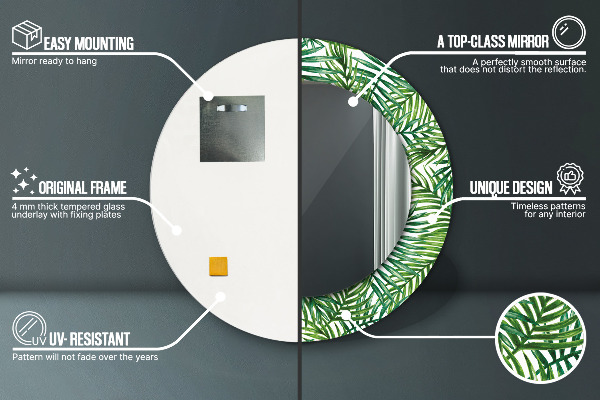 Runder spiegel mit dekoration Tropenpalme