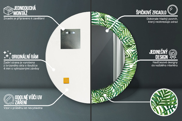 Runder spiegel mit dekoration Tropenpalme