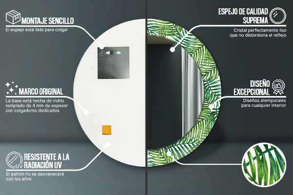 Runder spiegel mit dekoration Tropenpalme