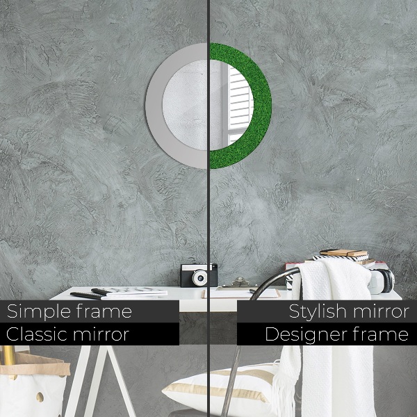 Runder spiegel mit dekoration grünes Gras